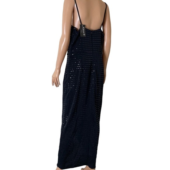Alexa B Nites maxi evening gown dress black glitter sparkles V-neck formal SZ 14 - Picture 3 of 11